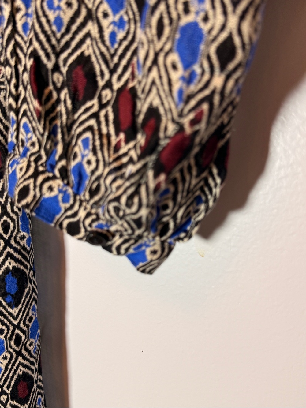 Lucky Brand Blue and Black Geometric Print Peasant Blouse - Picture 6 of 9